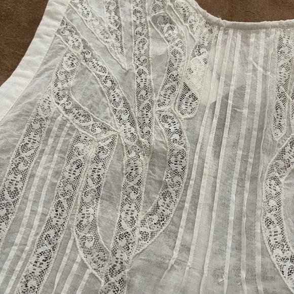 Free People Lace Sheer Tunic Top Pintuck Button Back M - Picture 6 of 16